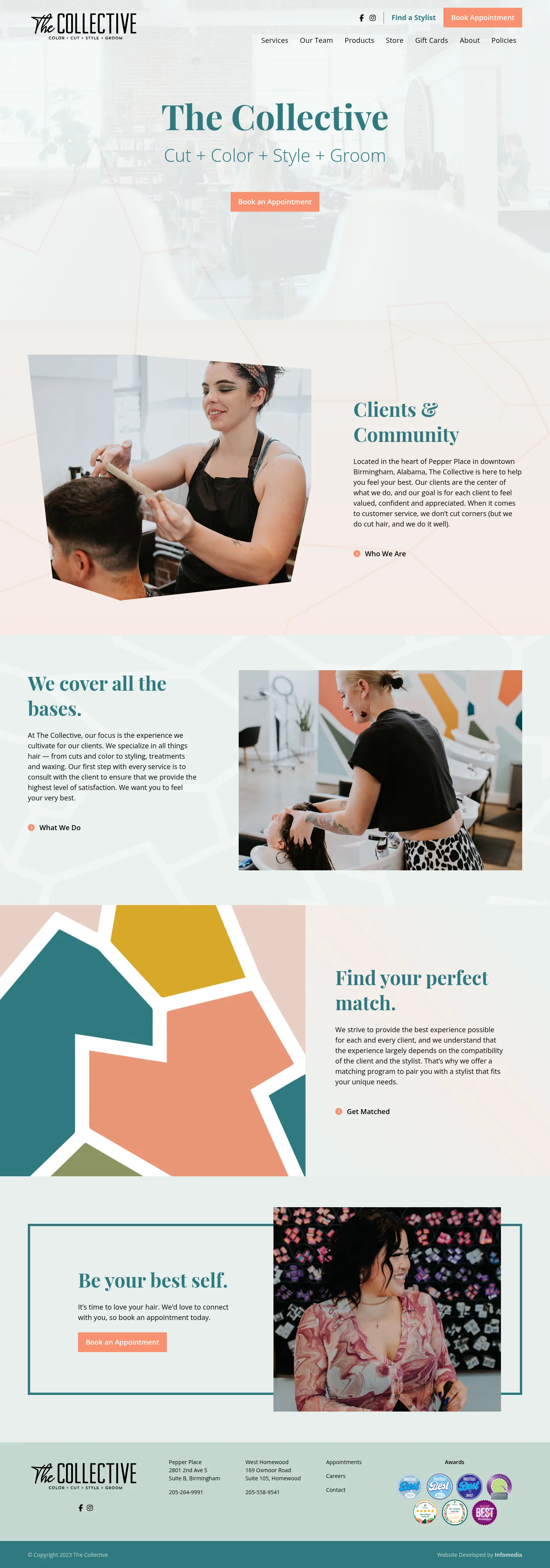The Collective website design, full page