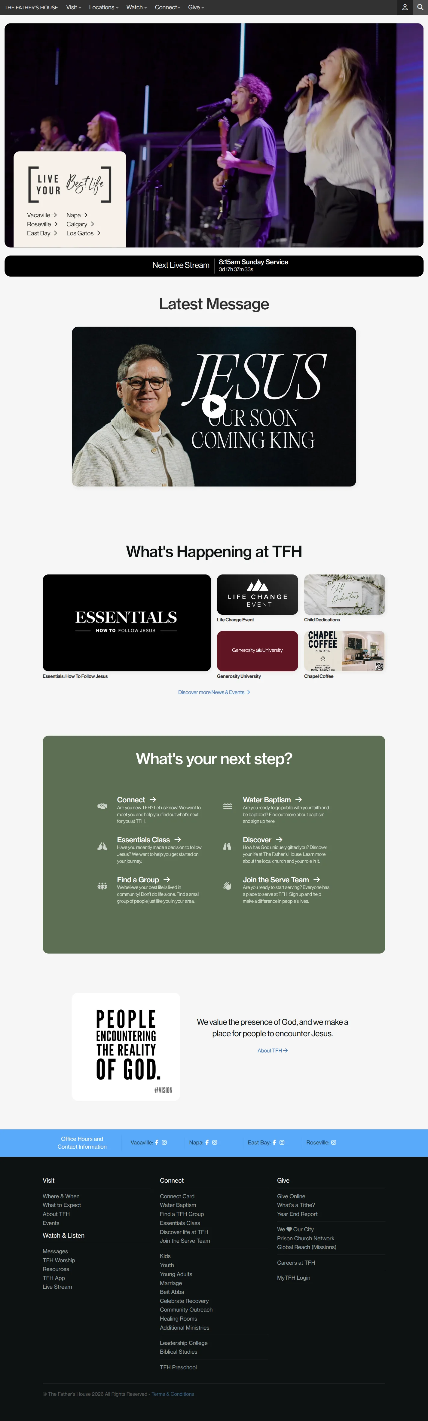 The Father's House website design, full page