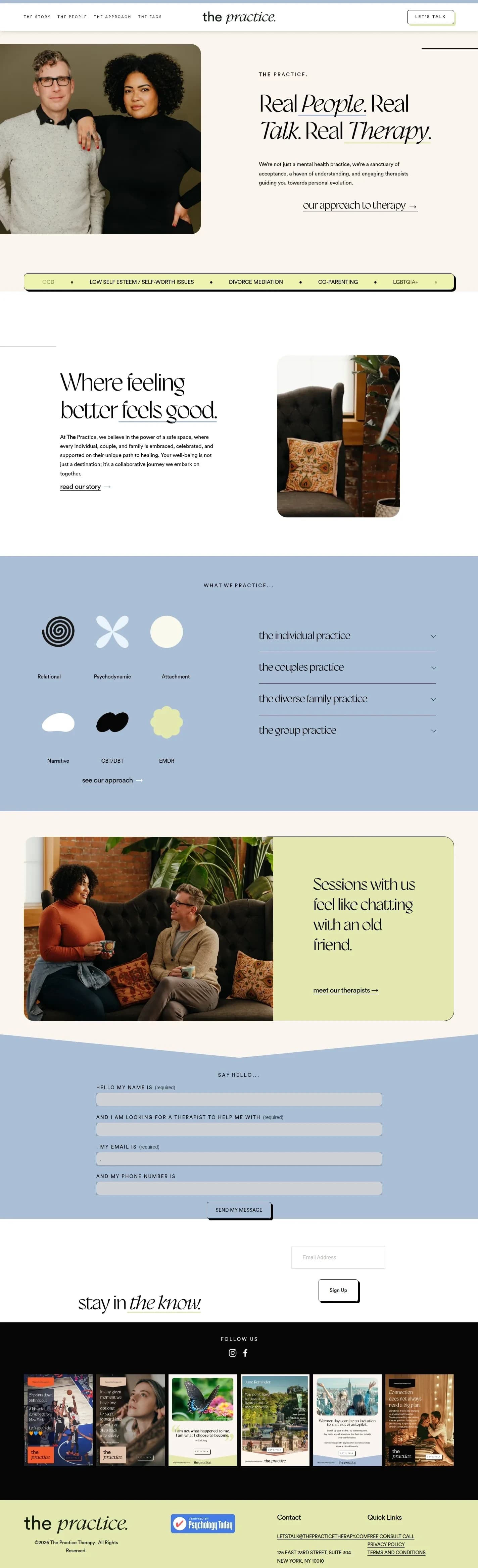 The Practice Therapy website design, full page
