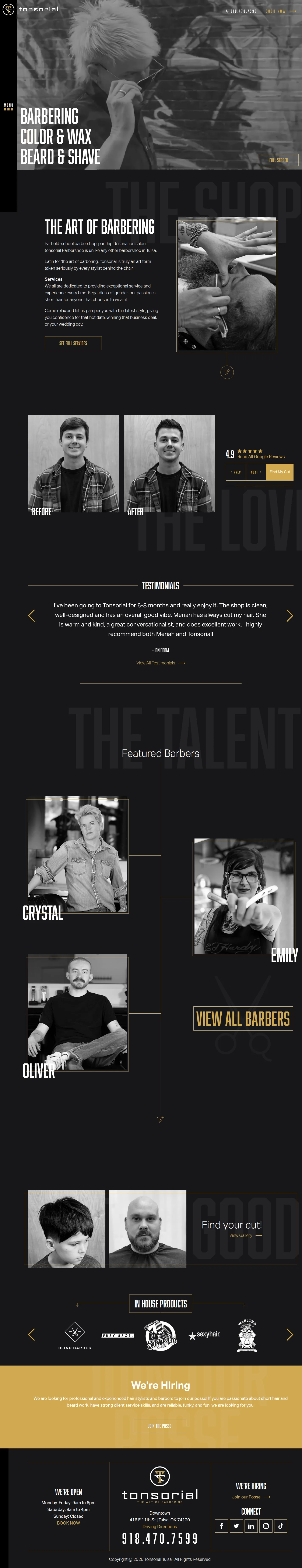 Tonsorial website design, full page