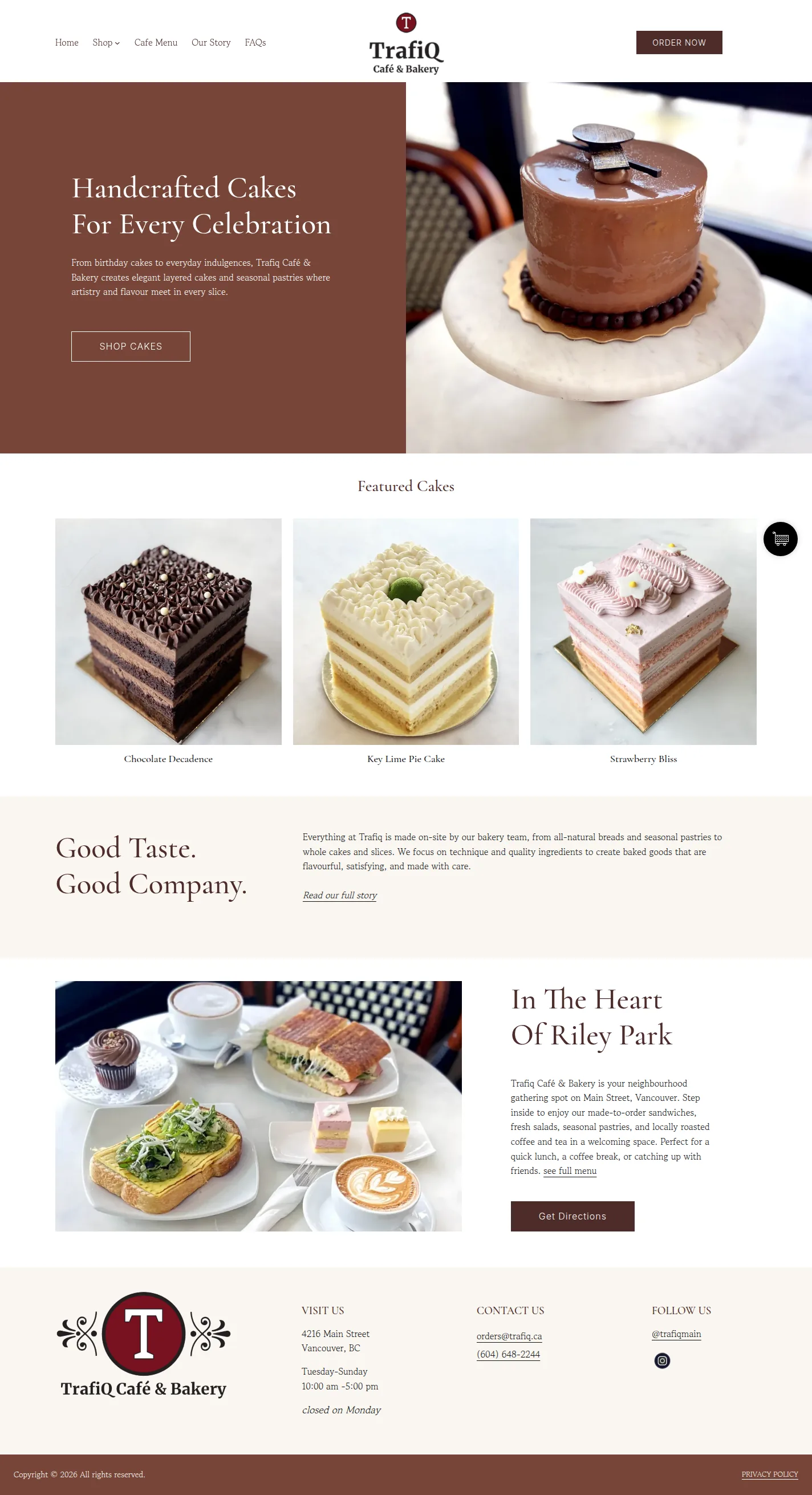 Trafiq website design, full page