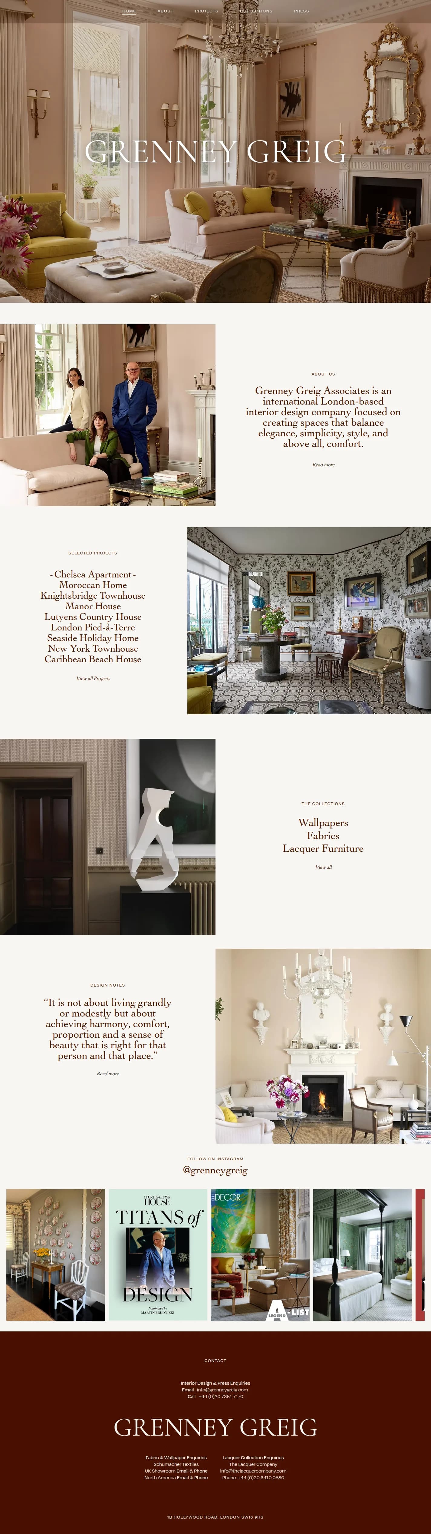 Grenney Greig website design, full page