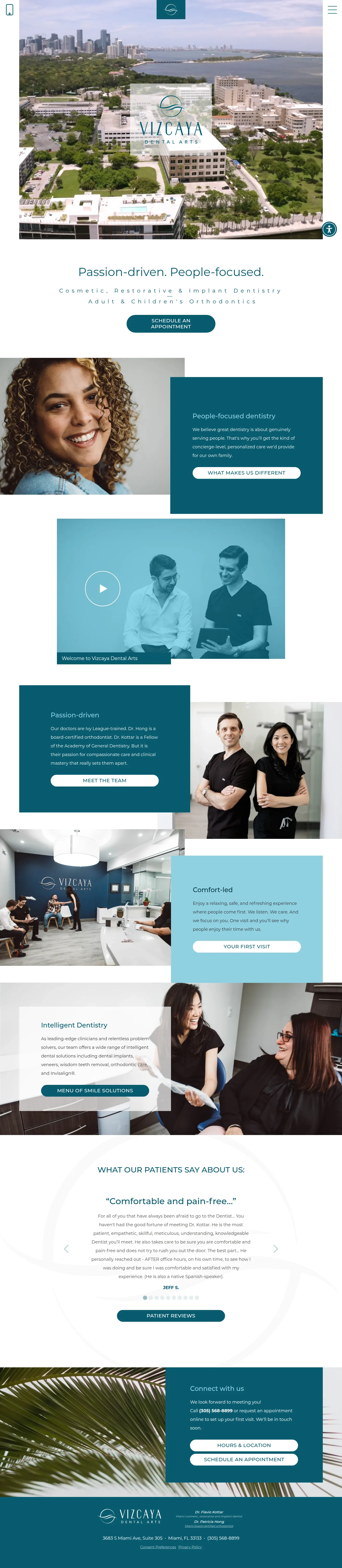 Vizcaya Dental Arts website design, full page