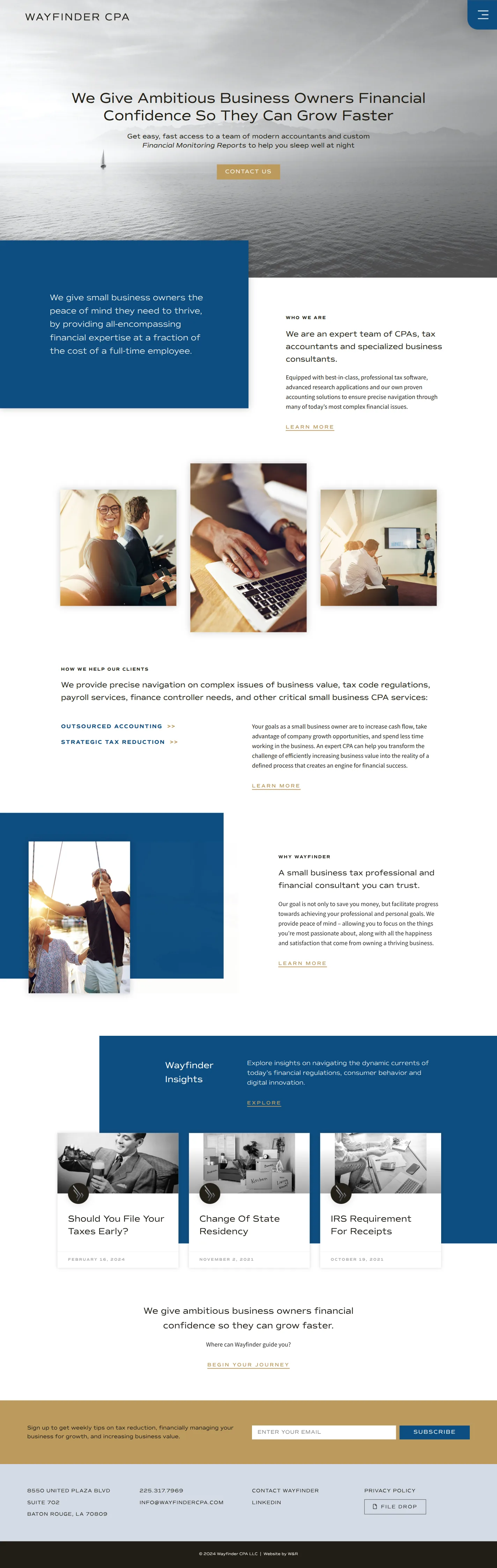 Wayfinder CPAのウェブサイトデザイン(ページ全体)