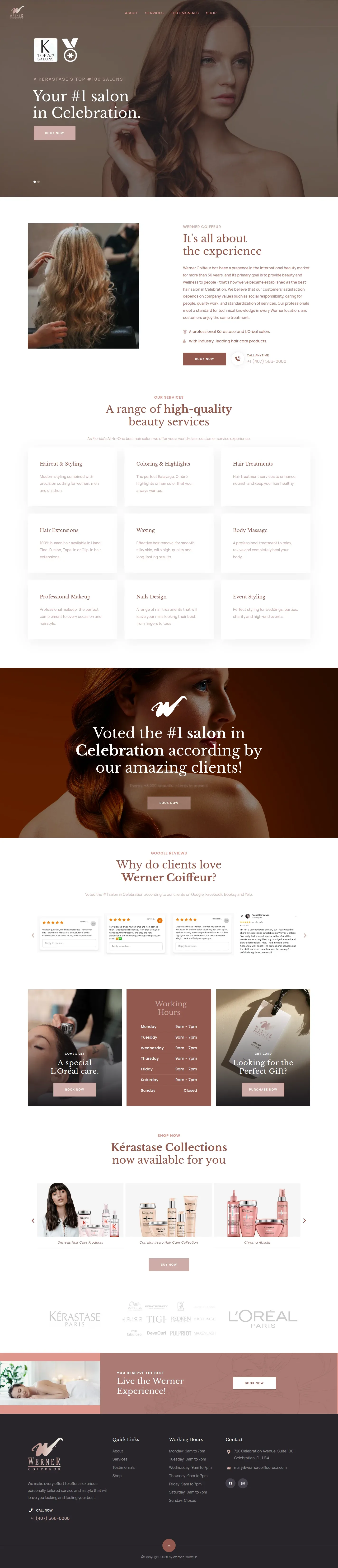 Werner Coiffeur website design, full page