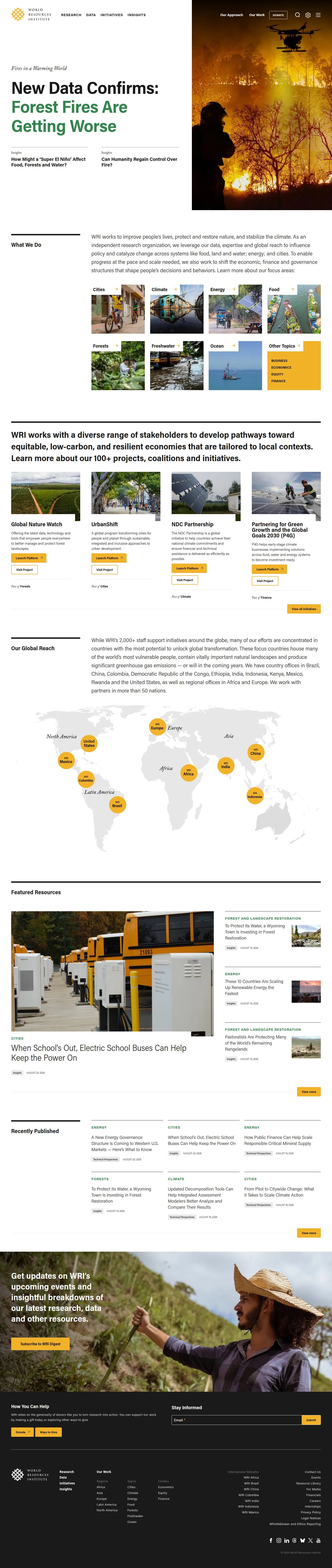 World Resources Institute website design, full page