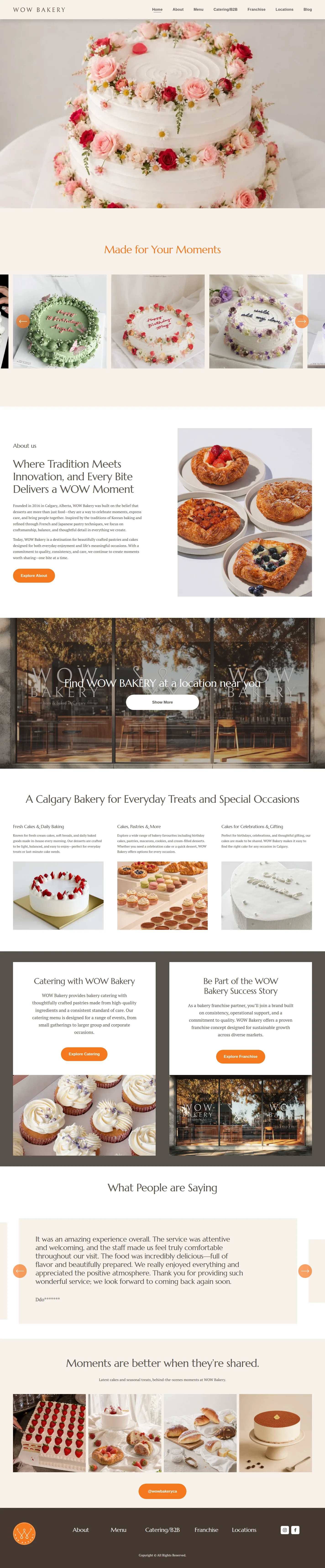 WOW BAKERY website design, full page
