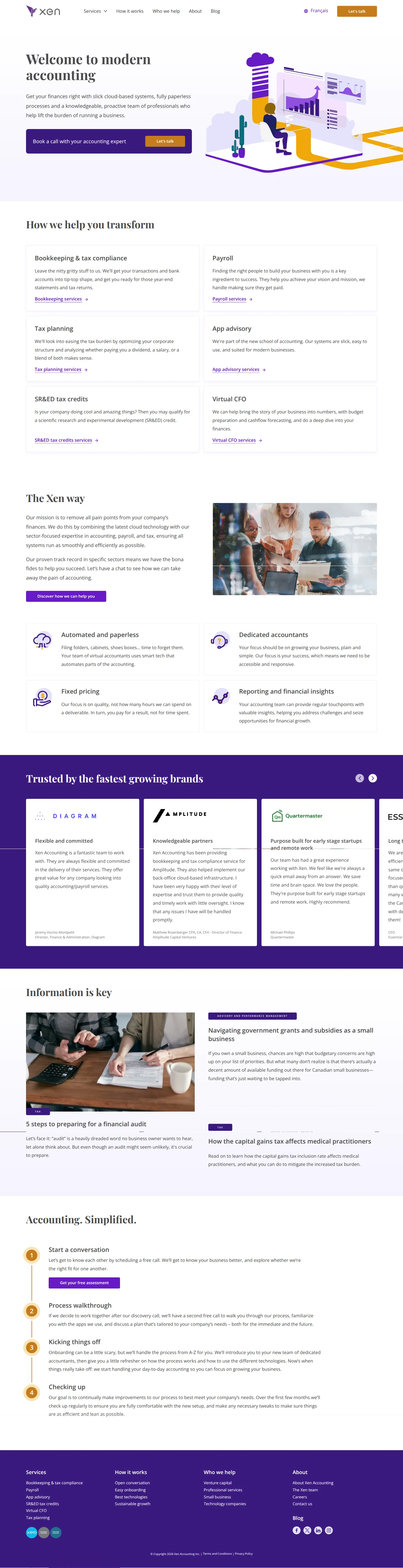 Xen Accountingのウェブサイトデザイン(ページ全体)