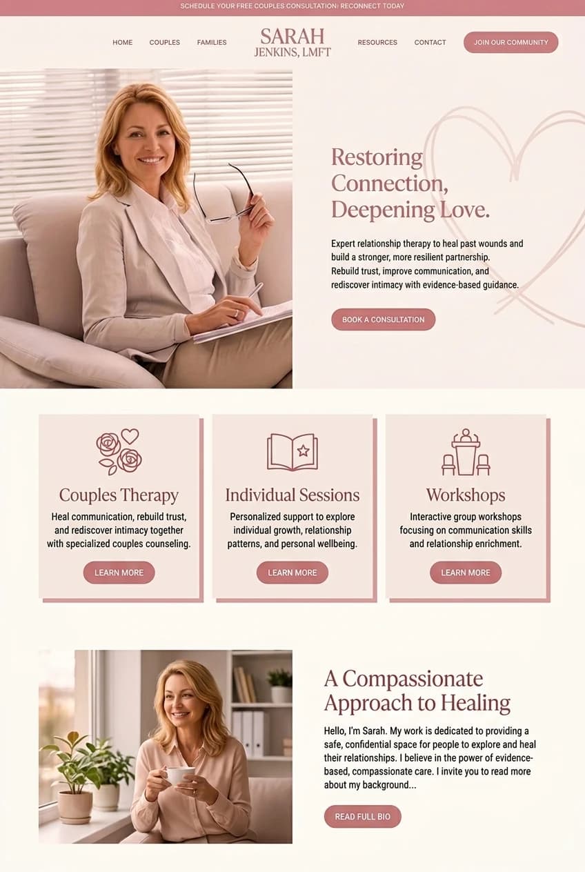 A therapist website redesigned with Repaint