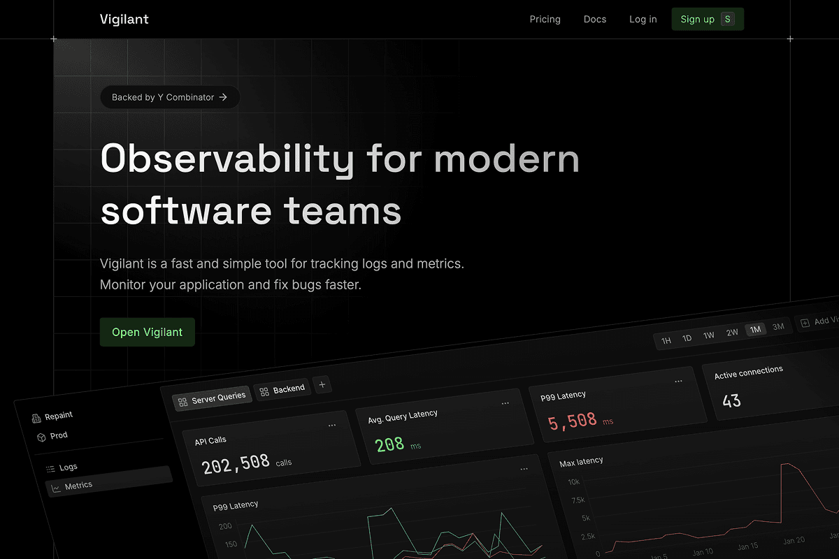 Developer tool landing page